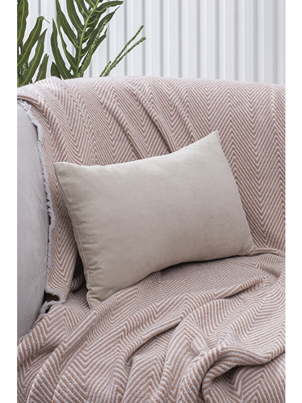 Asdiva Panoroma Süet Dokulu Düz Punch (Panç) İçin Uygun Krem 30x50 Dekoratif Kırlent Kılıfı