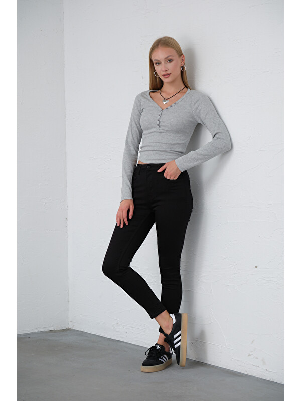 Maule Süper Esnek Kumaş Pamuk Saten Jegging Kadın Skinny Dar Paça 5 Cep Pantolon @Carpi