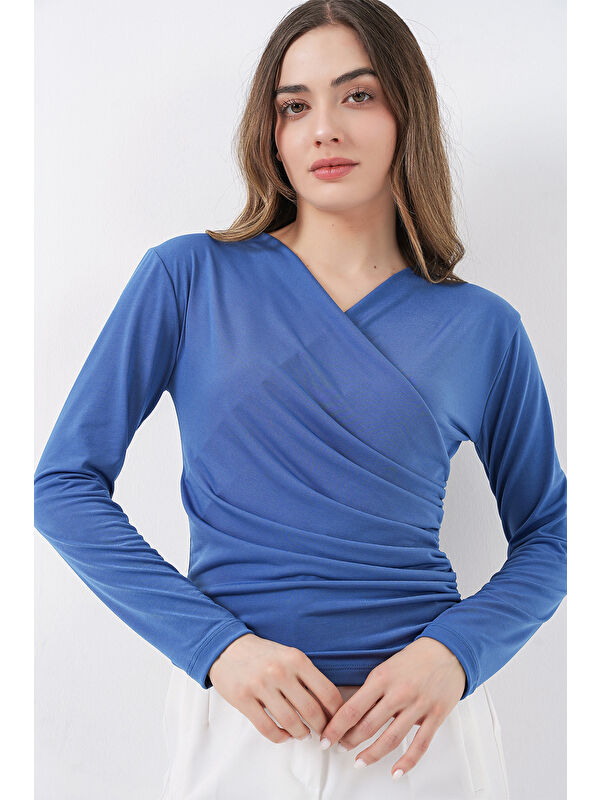 Bigdart 939 Anvelop Yaka Sandy Bluz - İndigo