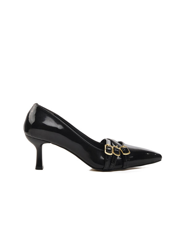 Siyah Rugan İnce Topuklu Kadın Abiye Ayakkabı 458296 - Görsel 3