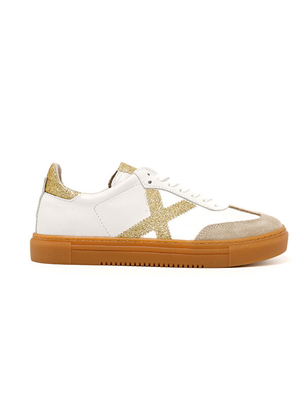 John May Kadın Sneaker ( Günlük) MAR-25Y-192-3030 Bej Süet-Beyaz Cilt-Gold Sim