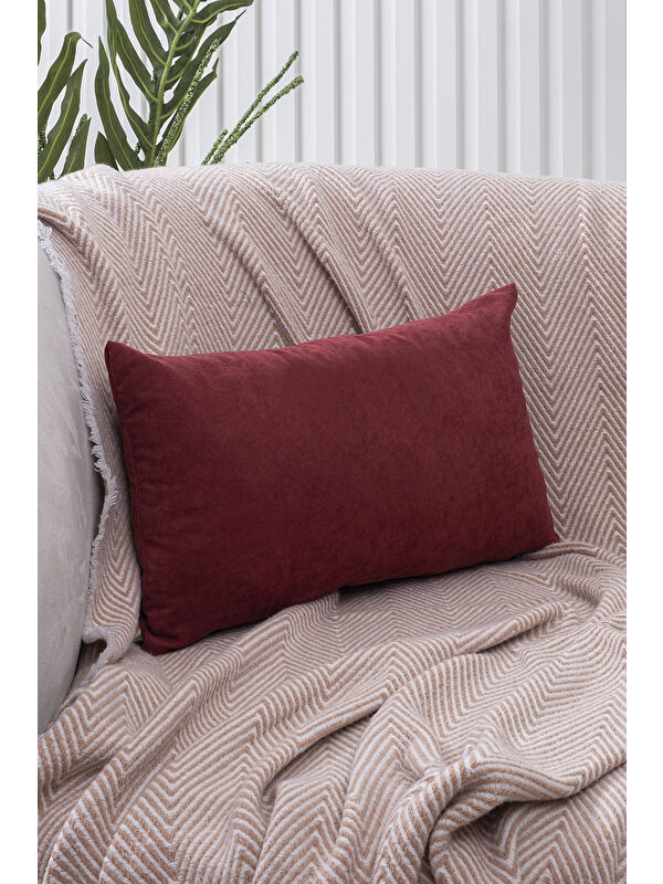 Asdiva Panoroma Süet Dokulu Düz Punch (Panç) İçin Uygun Bordo 30x50 Dekoratif Kırlent Kılıfı