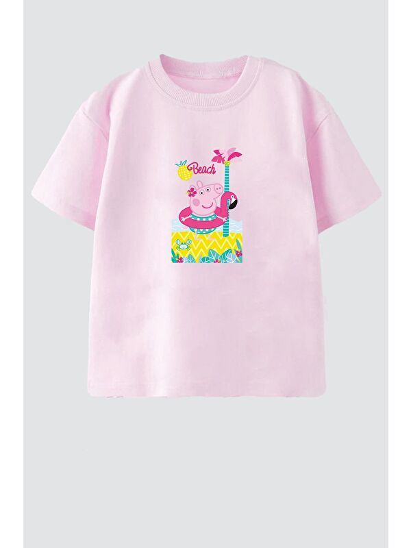 Monila Kız Çocuk Pamuklu Bisiklet Yaka Baskılı T-Shirt