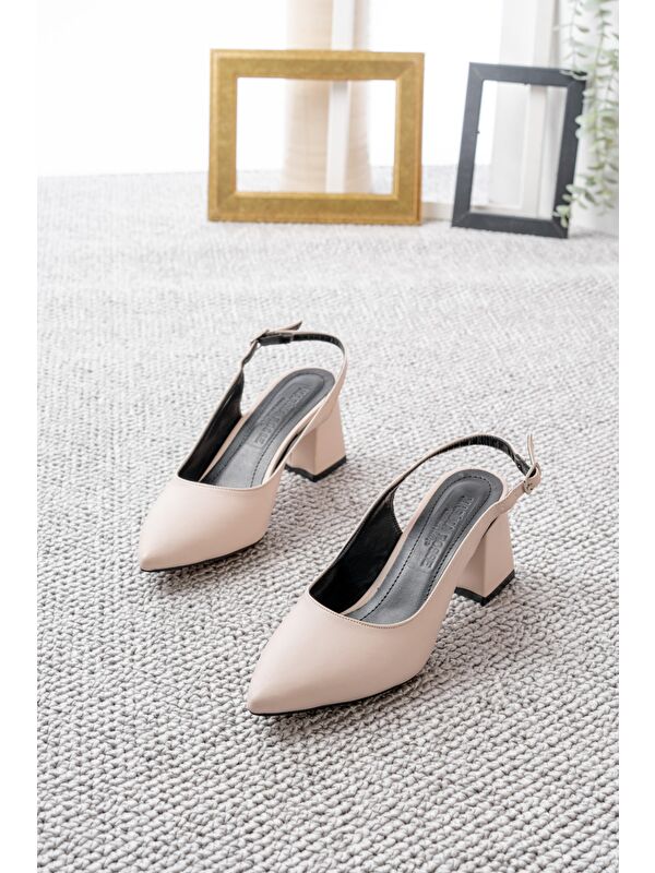 Kadın Louisa Bej Cilt Arkası Açık Klasik Topuklu Ayakkabı - Görsel 3