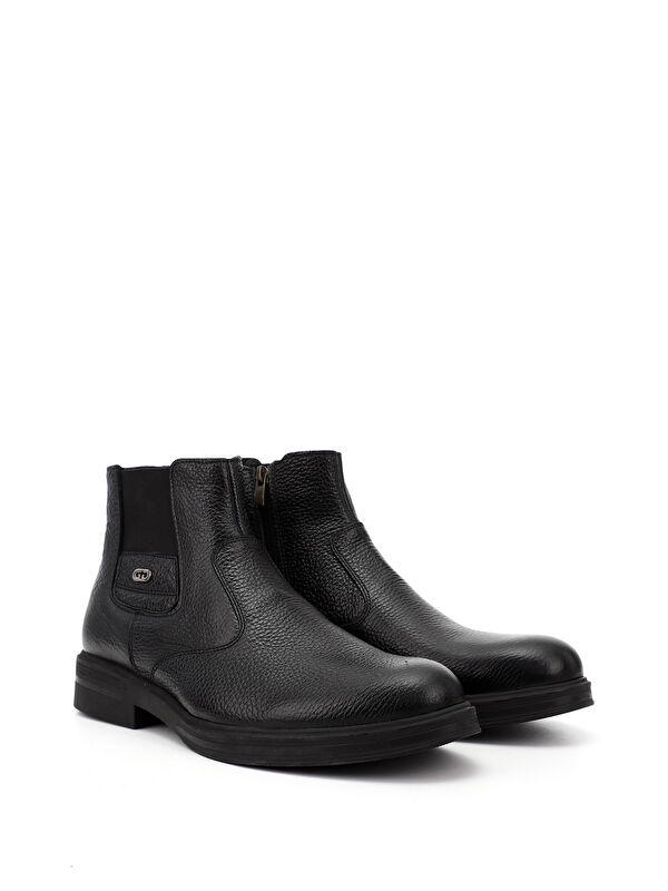 Erkek AÇIK SİYAH Hakiki Deri Fermuarlı Bot - Görsel 3