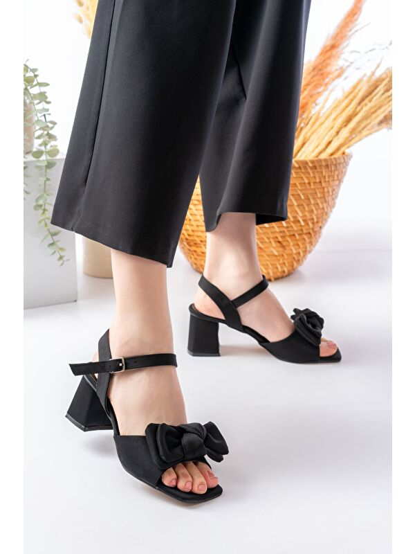 Kadın Silva Fiyonklu Siyah Sandalet - Görsel 5