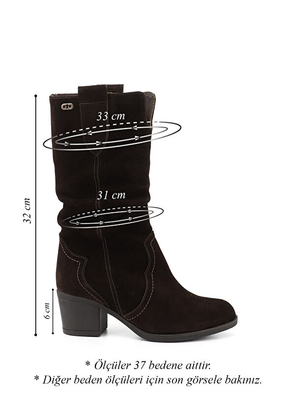 Kadın AÇIK KAHVERENGİ Kalın Topuklu Körüklü Hakiki Deri Çizme - Görsel 3