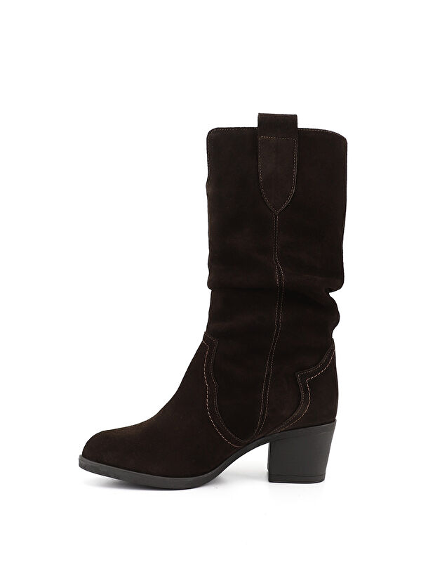 Kadın AÇIK KAHVERENGİ Kalın Topuklu Körüklü Hakiki Deri Çizme - Görsel 5