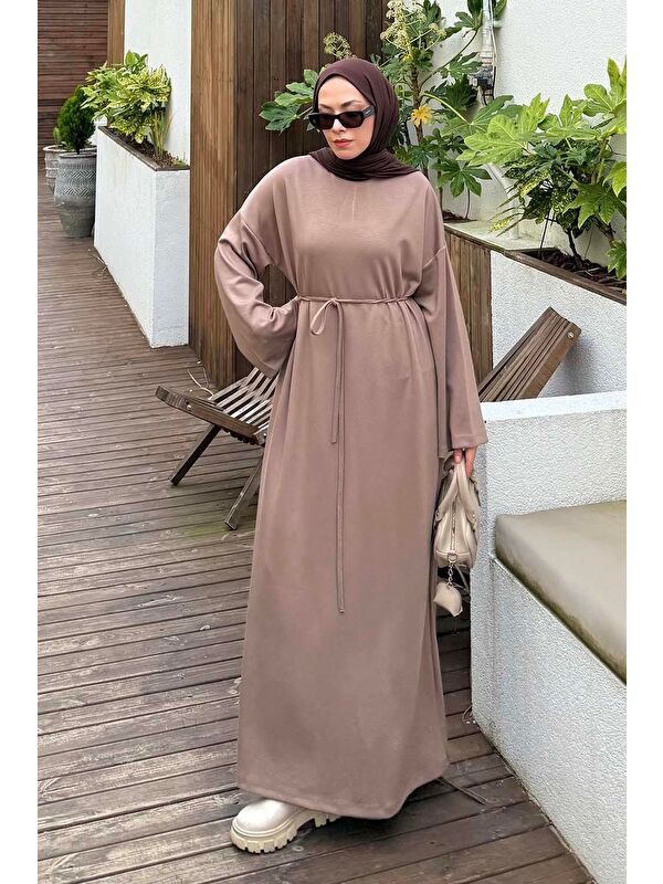 Lamelif İki İplik Elbise Soft Kahve