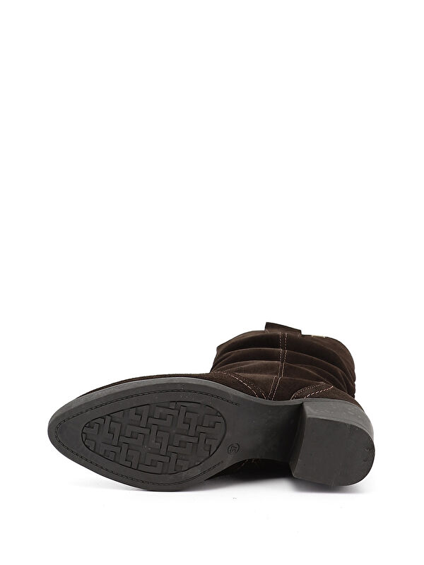 Kadın AÇIK KAHVERENGİ Kalın Topuklu Körüklü Hakiki Deri Çizme - Görsel 6