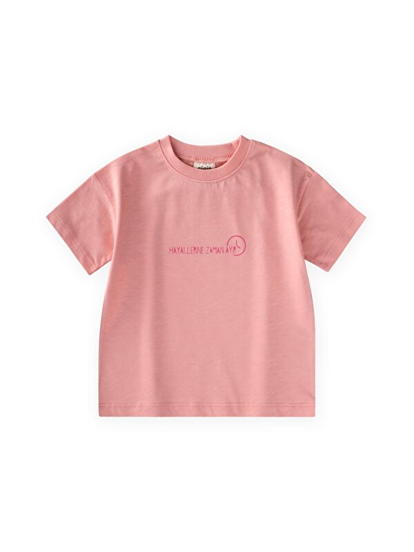 CİGİT Slogan Baskılı T-Shirt 2-10 Yaş Pembe