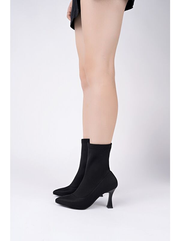 GLASYA Sivri Burun İnce Topuklu Kadın Streç Bot - Görsel 6