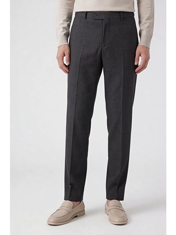 Sabri Özel Giotelli Erkek Antrasit Dar Kesim Slim Fit Viskon Dokuma Normal Bel Dokuma Pantolon