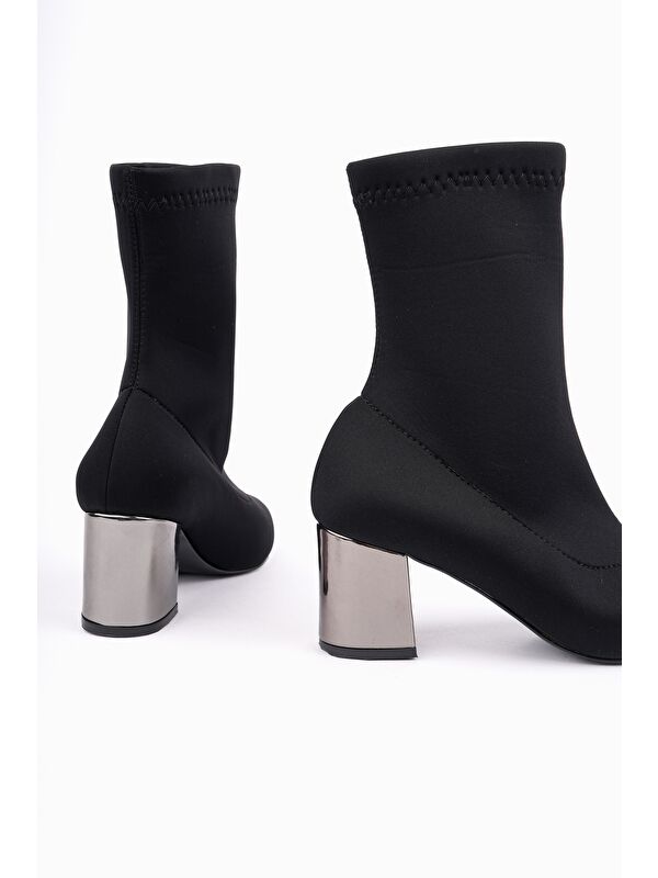 GRANDE Sivri Burun Kalın Topuklu Kadın Streç Bot - Görsel 5