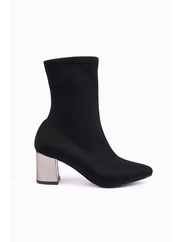 GRANDE Sivri Burun Kalın Topuklu Kadın Streç Bot - Görsel 7