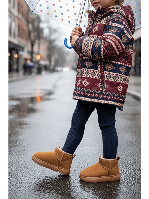 DİPPERY Çocuk Kalın Taban İçi Tüylü Günlük Mini Yarım Bot - Görsel 7