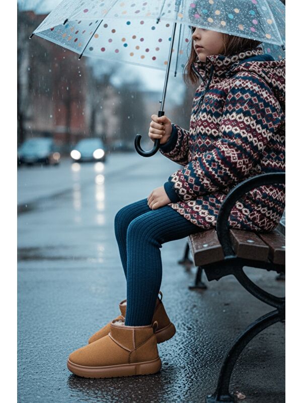 DİPPERY Çocuk Kalın Taban İçi Tüylü Günlük Mini Yarım Bot - Görsel 10