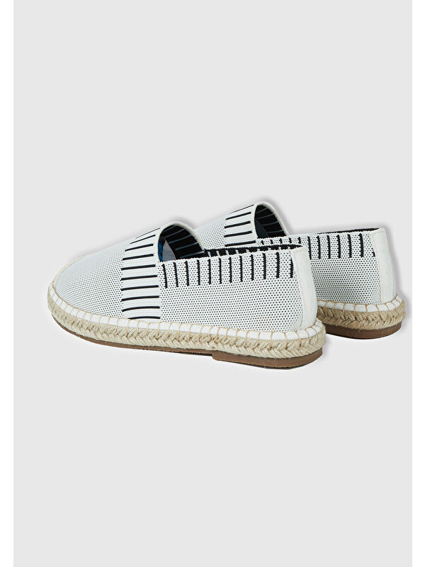 Kadın Krem Kenarları Çizgi Detaylı Espadril Ayakkabı - Görsel 3