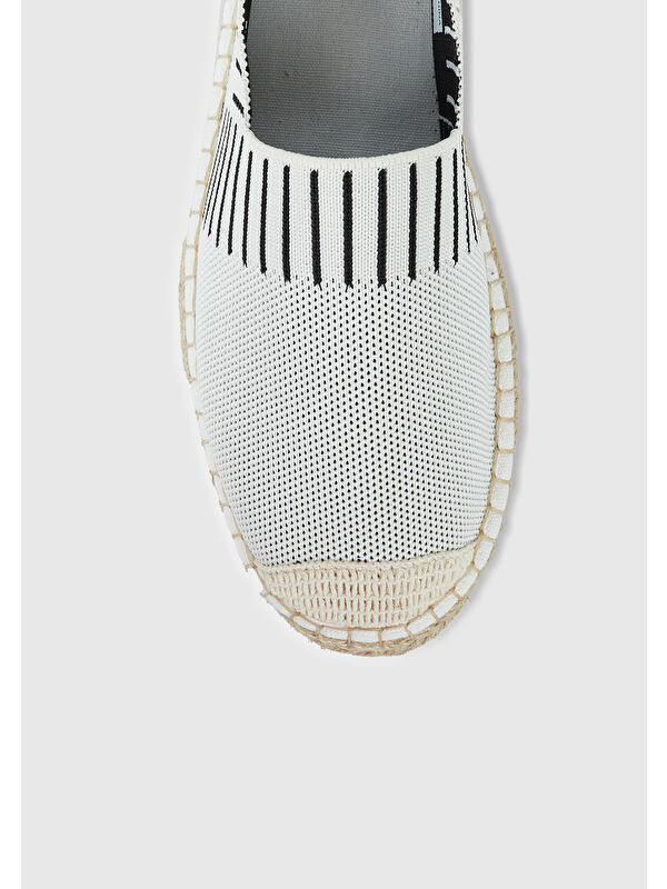 Kadın Krem Kenarları Çizgi Detaylı Espadril Ayakkabı - Görsel 4