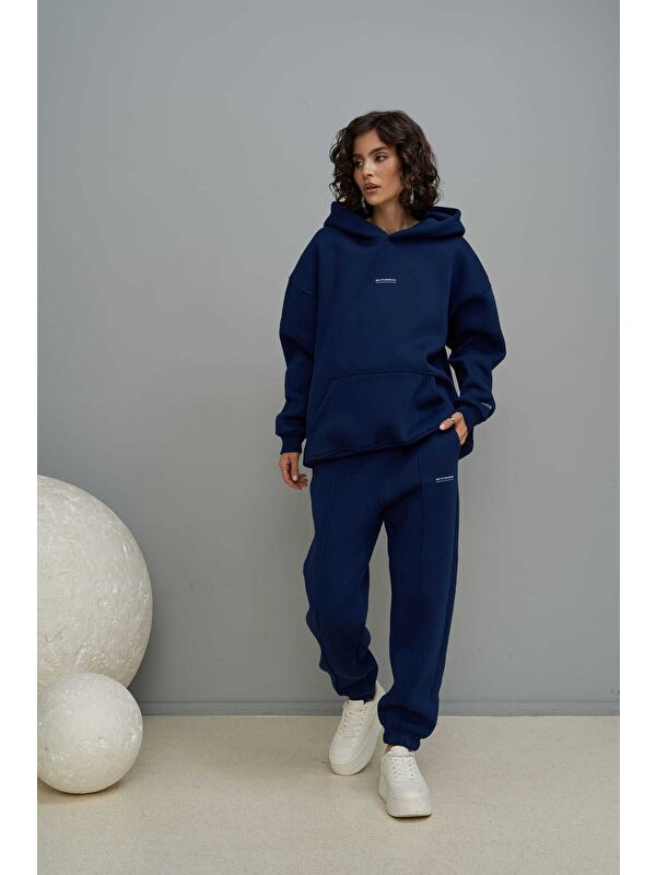 Mai Collection Minimal Baskı Lacivert Eşofman Takım