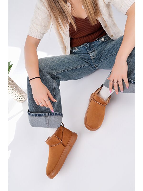 TAZZY Kadın Kalın Taban İçi Tüylü Günlük Mini Yarım Bot - Görsel 2