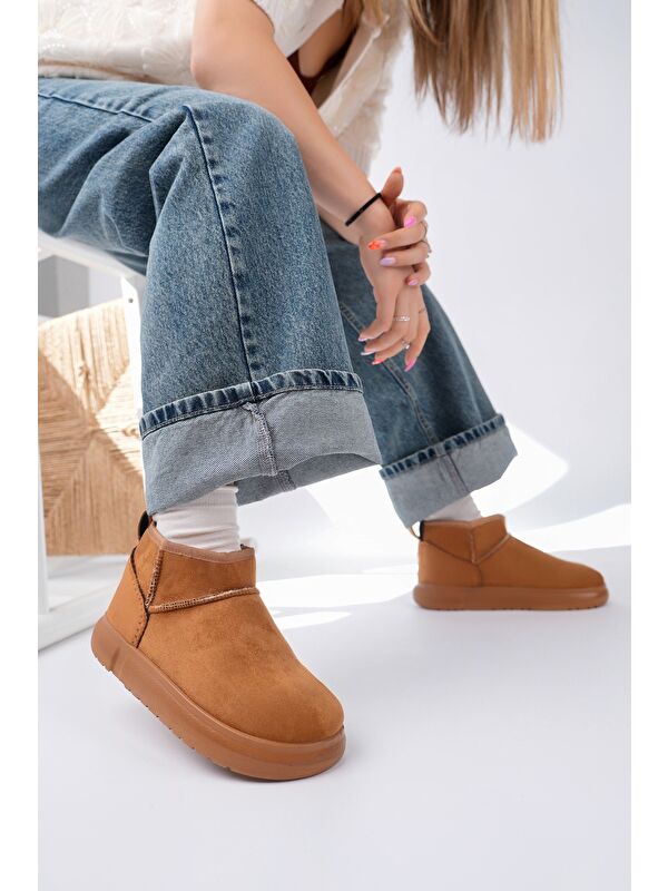 TAZZY Kadın Kalın Taban İçi Tüylü Günlük Mini Yarım Bot - Görsel 3