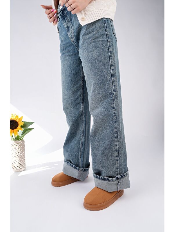 TAZZY Kadın Kalın Taban İçi Tüylü Günlük Mini Yarım Bot - Görsel 4