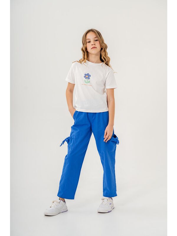 Miss Tuffy Kız Çocuk Pamuklu T-Shirt Keten Pantalonlu Yazlık Takım 6-9 Yaş