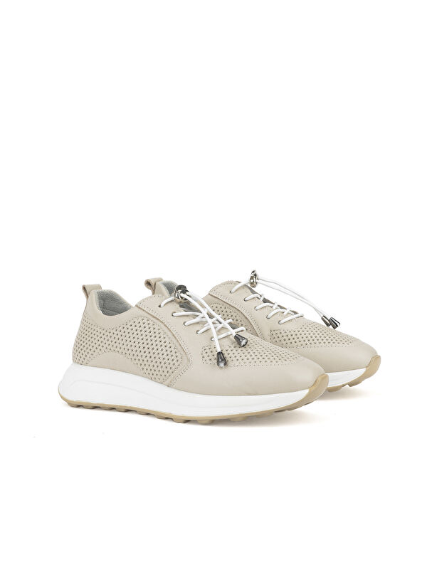 Kadın Hakiki Deri Sneaker 1511050Z2341 Bej - Görsel 3