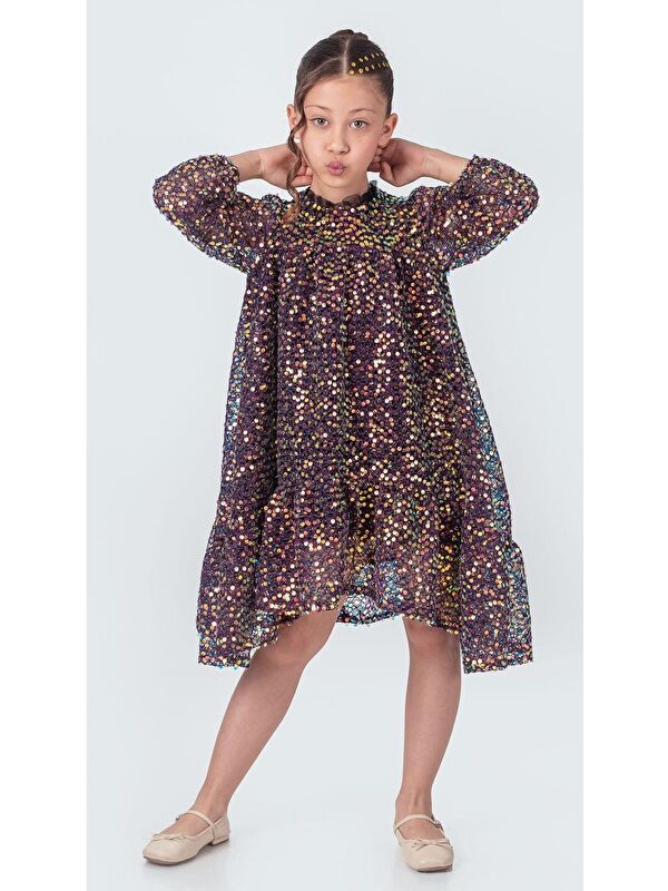 Mnk Baby & Kids Likio Vintage Payet Kız Çocuk Abiye M00739