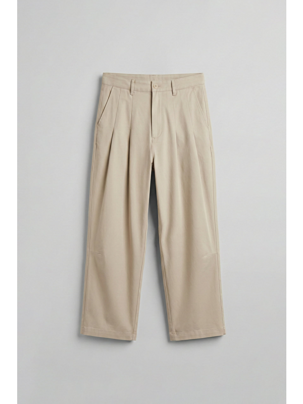 Abluka Online Erkek Süper Baggy Pileli Vintage Pantolon Bej