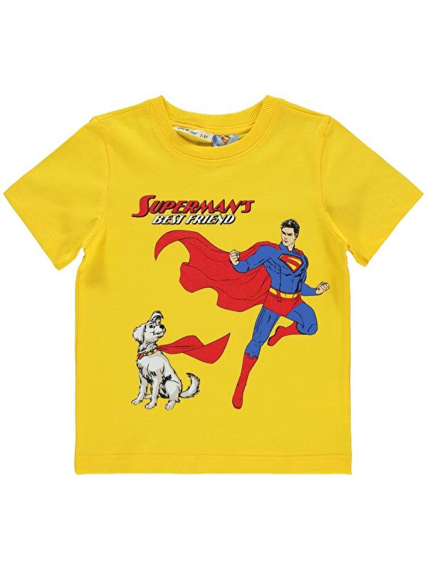 Superman Süperman Best Frıend Baskılı 2-5 Yaş Tişört - Sarı2-3 Yaş
