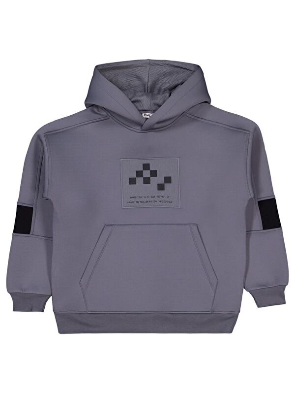 Civil Boys Kordinat Baskılı 10-13 Yaş Sweatshirt - Gri 11-12 Yaş