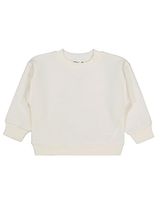 Civil Girls Düz 2-5 Yaş Sweatshirt - Ekru 3-4 Yaş