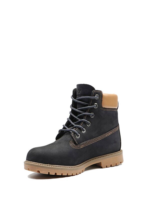 Hakiki Deri Lacivert Nubuk Kadın Bot - Görsel 5