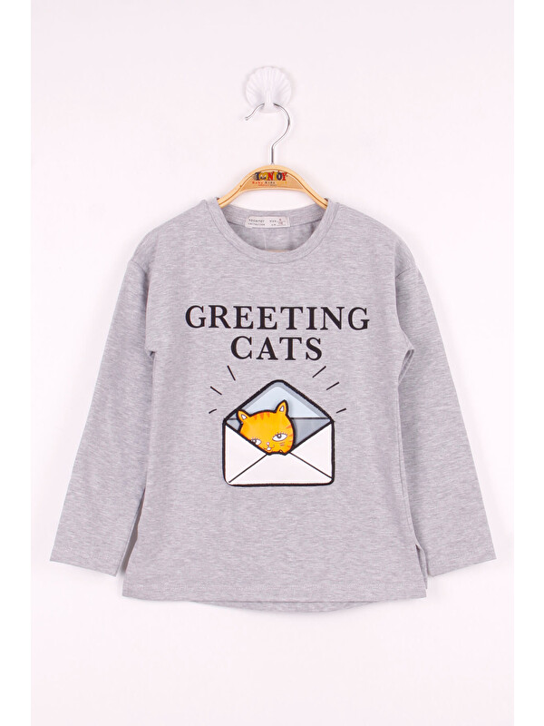 Toontoykids Kız Çocuk Kedi Baskılı T-Shirt
