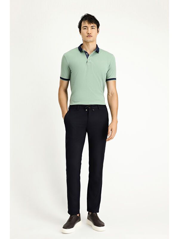 Kiğılı Slim Fit Dar Kesim Beli Lastikli İpli Elastanlı Pantolon