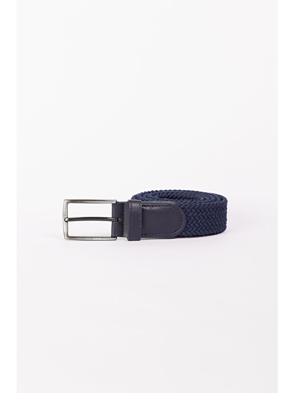 AC&Co / Altınyıldız Classics Erkek Lacivert Suni Deri Casual Jean Jean Örme Kemer