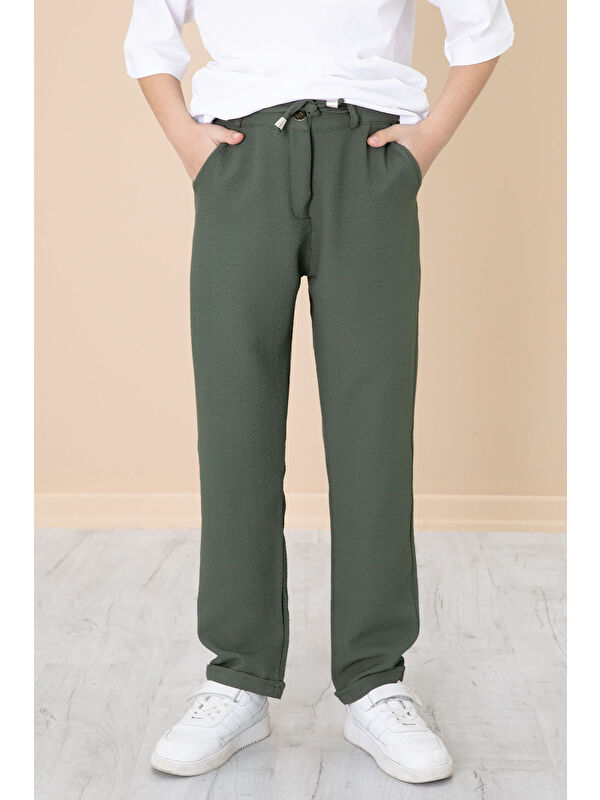 Wikiland Yeşil Duble Paça Erkek Çocuk Jogger Kumaş Pantolon 20058