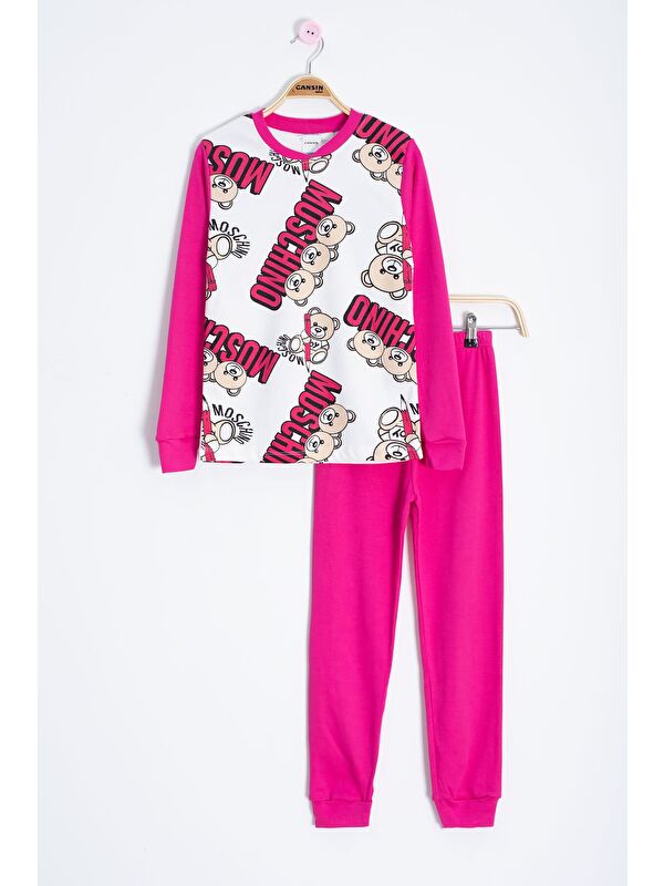 Cansın Mini Pembe Ayıcık Baskılı Kız Çocuk Pijama Takımı 22769