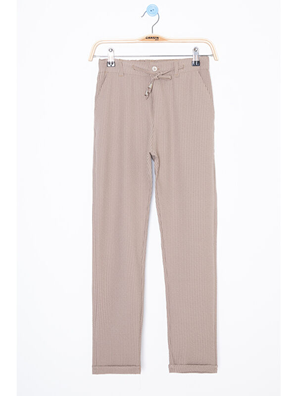 Wikiland Kahve Beli Bağcıklı Duble Paça Erkek Çocuk Jogger Pantolon 20042