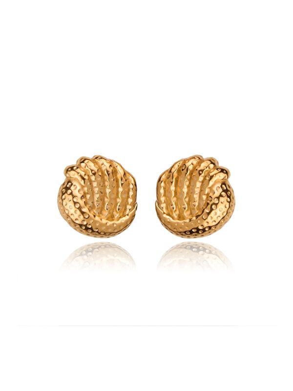 New Obsessions Gold Dokulu Bagel Çivi Çelik küpe