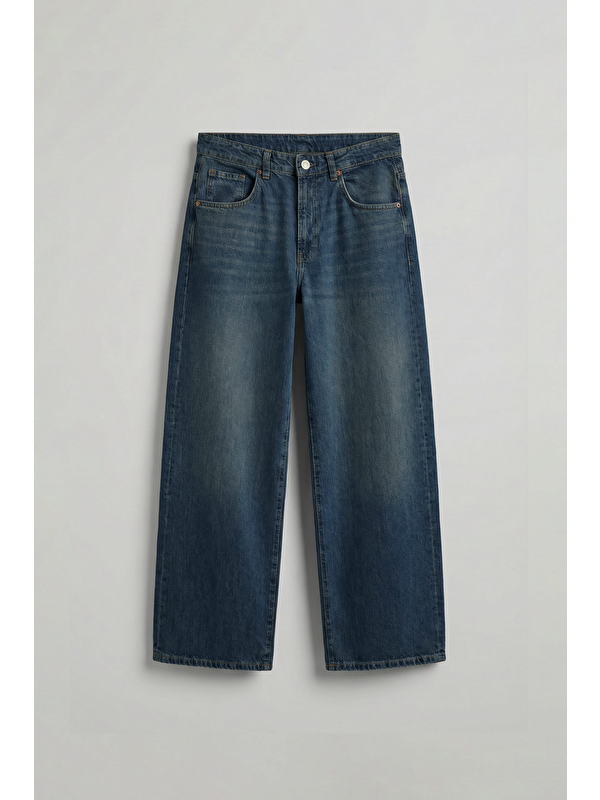 Abluka Online Erkek Süper Baggy Fit Jean Pantolon Koyu Mavi
