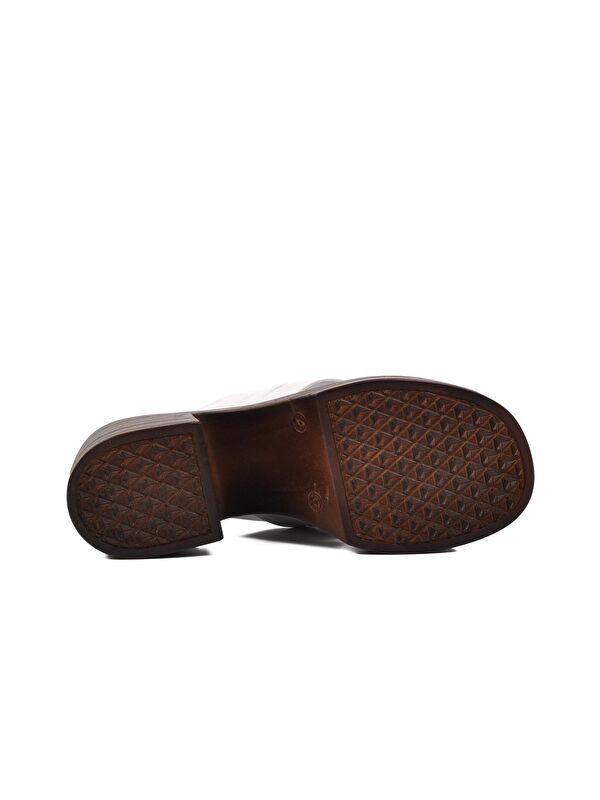 Beyaz Hakiki Deri Kadın Dolgu Topuklu Terlik 523004 - Görsel 6