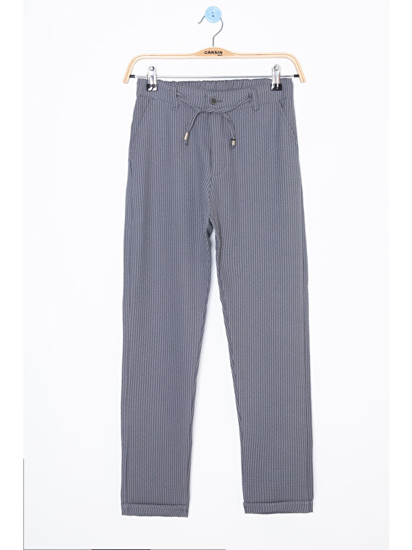Wikiland Füme Beli Bağcıklı Duble Paça Erkek Çocuk Jogger Pantolon 20039