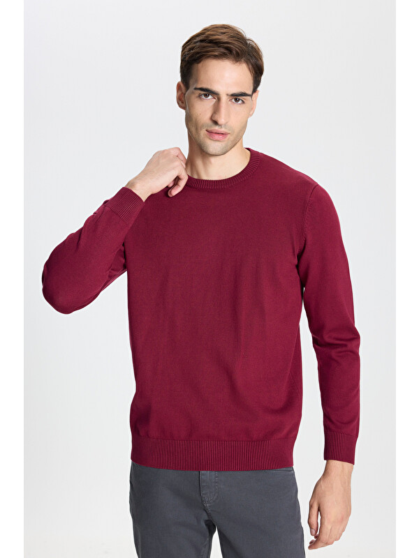 Altınyıldız Classics Erkek Bordo Standart Fit Normal Kesim Bisiklet Yaka Triko Kazak