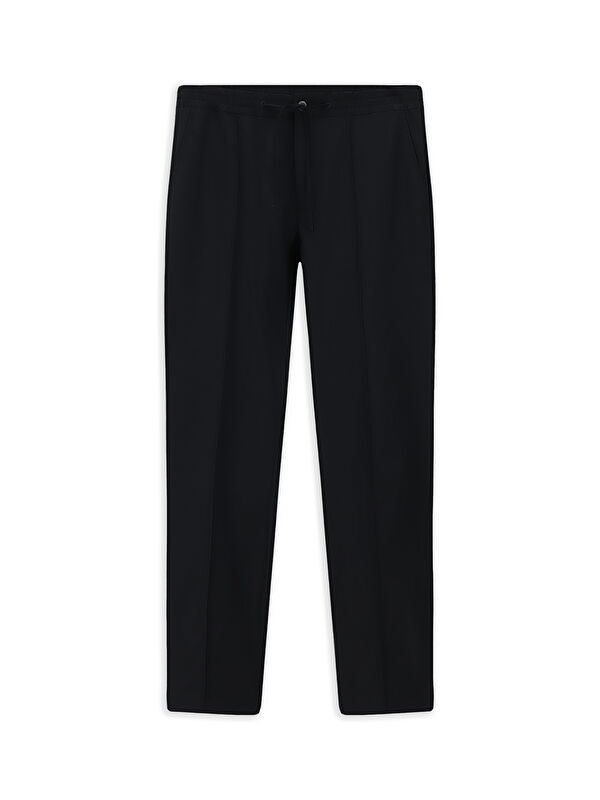 Kiğılı Techno-Line Super Slim Fit Ekstra Dar Kesim Elastanlı Beli Lastikli İpli Klasik Kumaş Pantolon