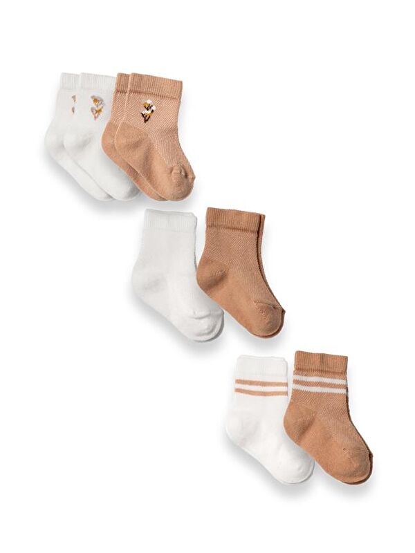 BabyCosy Organic  CSYC1011 Bebek 6'lı Çorap %100 Organik Pamuk Bebek - Yenidoğan - CSYC1011