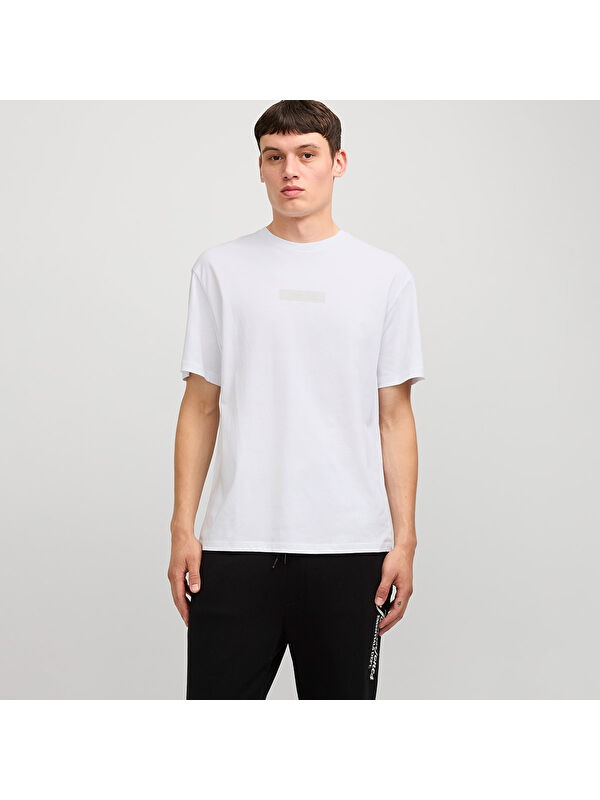 Jack & Jones Taka Crew Neck Erkek Beyaz Yuvarlak Yaka Spor Tişört