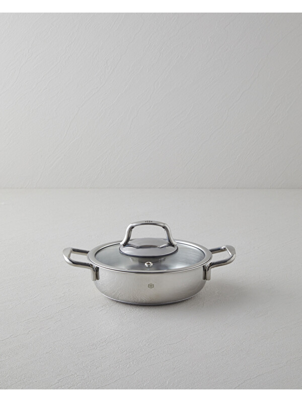 English Home Glow Çelik Cam Kapaklı Sahan 16x5 cm Silver